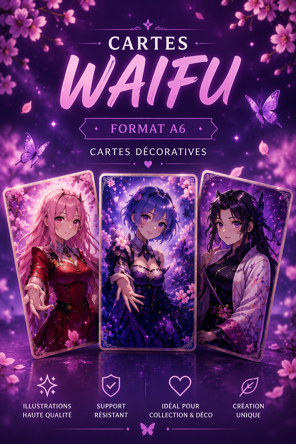 Carte décorative Waifu Format A6 ✨